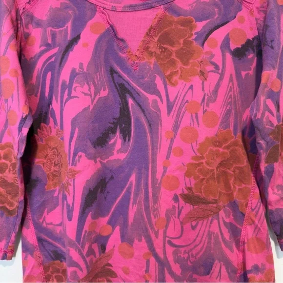 C.M.C. by Color Me Cotton Abstract Floral Cotton Top XS USA Made, Boho Artsy Y2K - Picture 2 of 6
